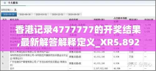 香港记录4777777的开奖结果,最新解答解释定义_XR5.892