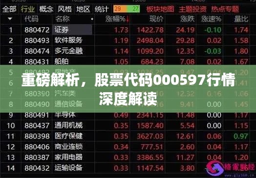 重磅解析，股票代码000597行情深度解读