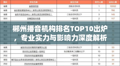 郴州播音机构排名TOP10出炉，专业实力与影响力深度解析