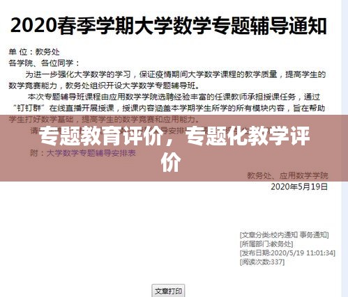 专题教育评价，专题化教学评价 